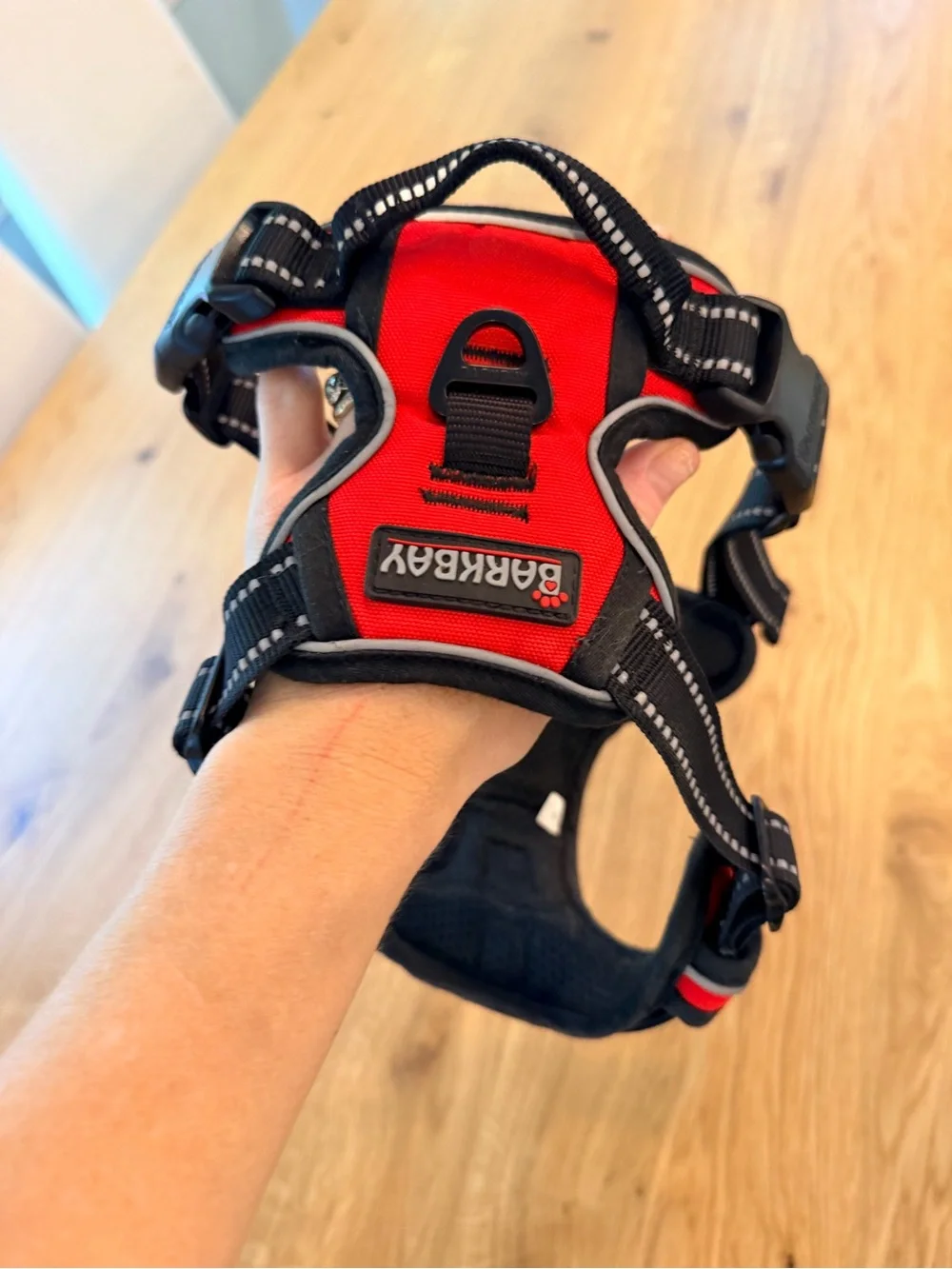 Barkbay Red & Black Padded Dog Harness - Medium